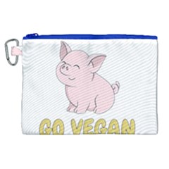 Go Vegan - Cute Pig Canvas Cosmetic Bag (xl) by Valentinaart