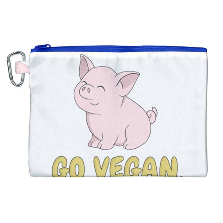 Go Vegan - Cute Pig Canvas Cosmetic Bag (XL)