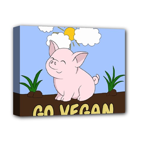 Go Vegan - Cute Pig Deluxe Canvas 14  x 11 