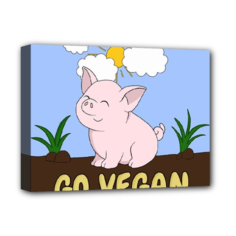 Go Vegan - Cute Pig Deluxe Canvas 16  x 12  