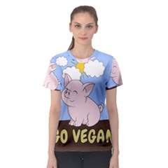 Go Vegan - Cute Pig Women s Sport Mesh Tee