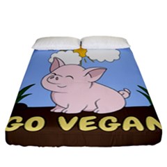 Go Vegan - Cute Pig Fitted Sheet (California King Size)