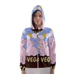 Go Vegan - Cute Pig Hooded Wind Breaker (Women)