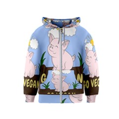 Go Vegan - Cute Pig Kids  Zipper Hoodie