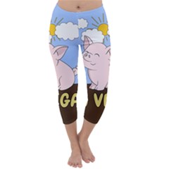 Go Vegan - Cute Pig Capri Winter Leggings 