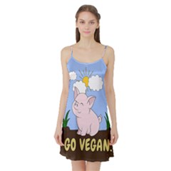 Go Vegan - Cute Pig Satin Night Slip