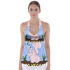 Go Vegan - Cute Pig Babydoll Tankini Top