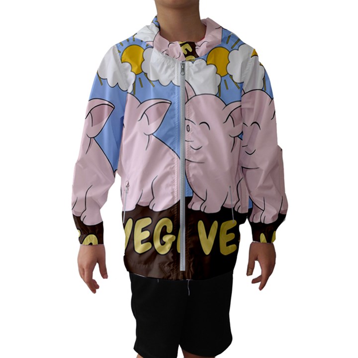 Go Vegan - Cute Pig Hooded Wind Breaker (Kids)