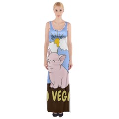 Go Vegan - Cute Pig Maxi Thigh Split Dress