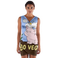 Go Vegan - Cute Pig Wrap Front Bodycon Dress