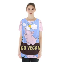 Go Vegan - Cute Pig Skirt Hem Sports Top