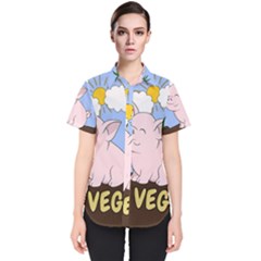 Go Vegan - Cute Pig Women s Short Sleeve Shirt