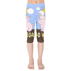 Go Vegan - Cute Pig Kids  Capri Leggings 