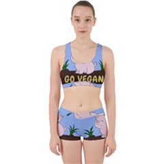 Go Vegan - Cute Pig Work It Out Sports Bra Set