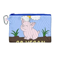 Go Vegan - Cute Pig Canvas Cosmetic Bag (Large)