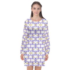 Decorative Ornate Pattern Long Sleeve Chiffon Shift Dress  by dflcprints