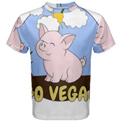 Go Vegan - Cute Pig Men s Cotton Tee by Valentinaart