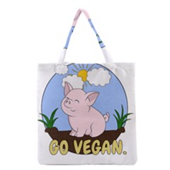 Go Vegan - Cute Pig Grocery Tote Bag by Valentinaart