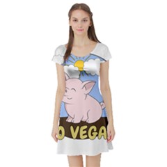 Go Vegan - Cute Pig Short Sleeve Skater Dress by Valentinaart