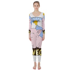 Go Vegan - Cute Pig Long Sleeve Catsuit