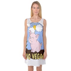 Go Vegan - Cute Pig Sleeveless Satin Nightdress by Valentinaart