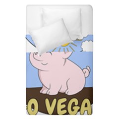 Go Vegan - Cute Pig Duvet Cover Double Side (single Size) by Valentinaart