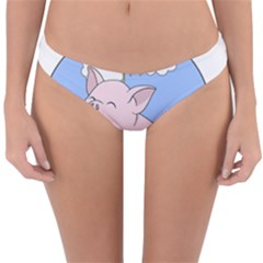 Go Vegan - Cute Pig Reversible Hipster Bikini Bottoms by Valentinaart