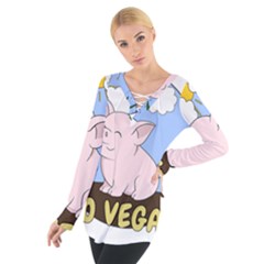 Go Vegan - Cute Pig Tie Up Tee by Valentinaart