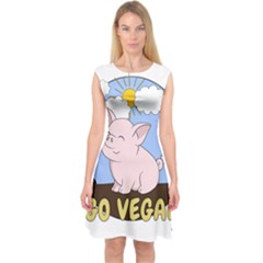 Go Vegan - Cute Pig Capsleeve Midi Dress by Valentinaart