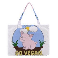 Go Vegan - Cute Pig Medium Tote Bag by Valentinaart