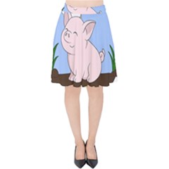 Go Vegan - Cute Pig Velvet High Waist Skirt by Valentinaart