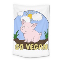 Go Vegan - Cute Pig Small Tapestry