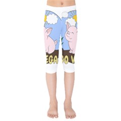 Go Vegan - Cute Pig Kids  Capri Leggings  by Valentinaart