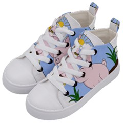 Go Vegan - Cute Pig Kid s Mid-top Canvas Sneakers by Valentinaart