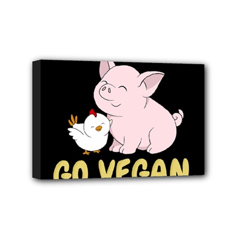 Go Vegan - Cute Pig And Chicken Mini Canvas 6  X 4  by Valentinaart