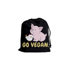 Go Vegan - Cute Pig And Chicken Drawstring Pouches (small)  by Valentinaart