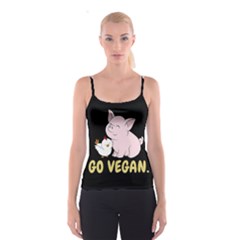 Go Vegan - Cute Pig And Chicken Spaghetti Strap Top by Valentinaart