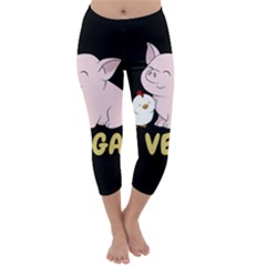 Go Vegan - Cute Pig And Chicken Capri Winter Leggings  by Valentinaart