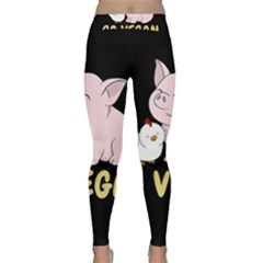 Go Vegan - Cute Pig And Chicken Classic Yoga Leggings by Valentinaart