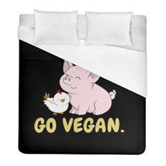 Go Vegan - Cute Pig And Chicken Duvet Cover (full/ Double Size) by Valentinaart