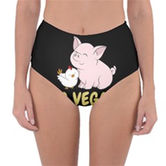 Go Vegan - Cute Pig And Chicken Reversible High-waist Bikini Bottoms by Valentinaart