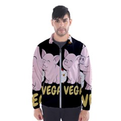 Go Vegan - Cute Pig And Chicken Wind Breaker (men) by Valentinaart