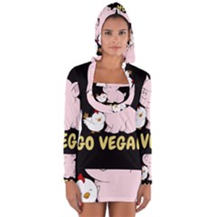 Go Vegan - Cute Pig And Chicken Long Sleeve Hooded T-shirt by Valentinaart