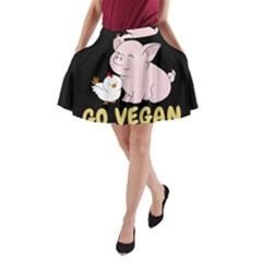 Go Vegan - Cute Pig And Chicken A-line Pocket Skirt by Valentinaart