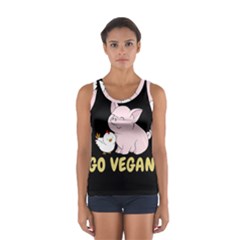 Go Vegan - Cute Pig And Chicken Sport Tank Top  by Valentinaart