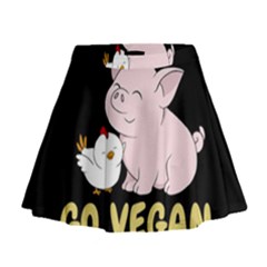 Go Vegan - Cute Pig And Chicken Mini Flare Skirt by Valentinaart