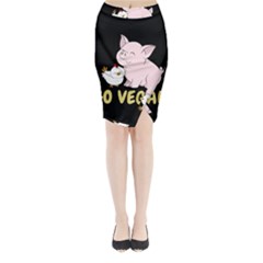 Go Vegan - Cute Pig And Chicken Midi Wrap Pencil Skirt by Valentinaart