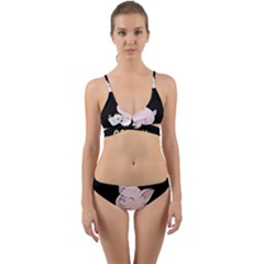 Go Vegan - Cute Pig And Chicken Wrap Around Bikini Set by Valentinaart