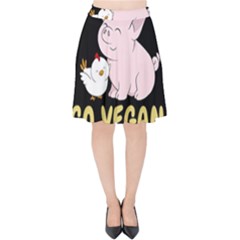 Go Vegan - Cute Pig And Chicken Velvet High Waist Skirt by Valentinaart