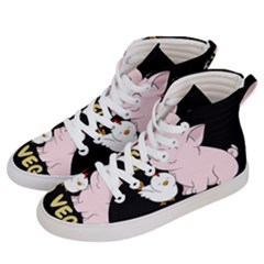 Go Vegan - Cute Pig And Chicken Men s Hi-top Skate Sneakers by Valentinaart